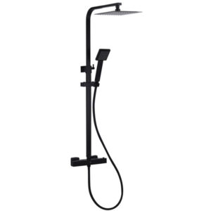 Black Fusion Square Head Thermostatic Shower