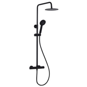 Cascade Round Head Black Thermostatic Shower