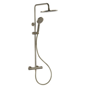 Brushed Brass Ocean Round Head Thermostatic Shower