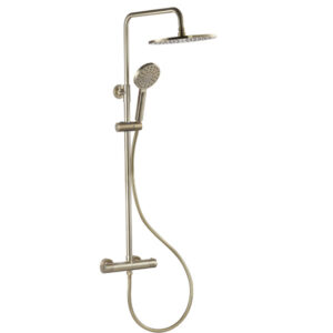 Ocean Round Head Brushed Brass Thermostatic Shower