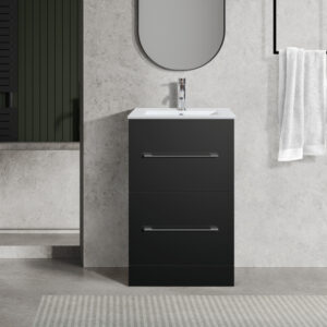 Oreo 500mm 2 Drawer Black Floor Unit