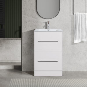 Oreo 600mm 2 Drawer White Floor Unit