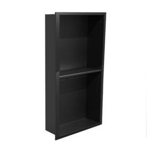 Shower Niche Black 600mm cw shelf